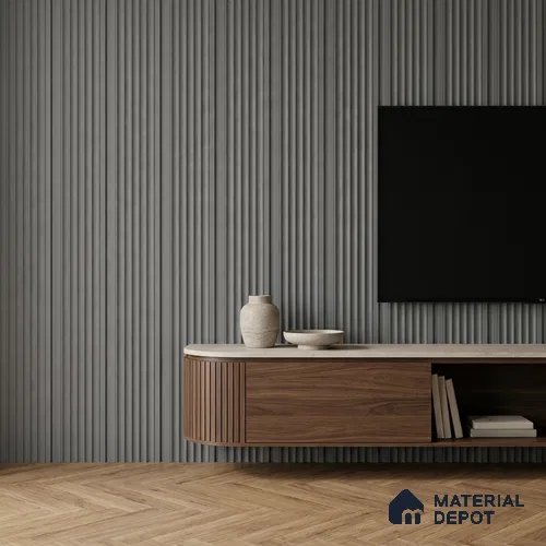 Mid Grey Plain Colour Look PN 00626 8 ft x 4 inch Charcoal Panel - 11 mm | Suitable for Feature Wall, TV Unit & Living Room | Width is Subjected to 5% Variation