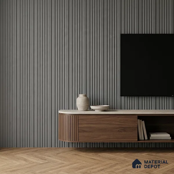 Mid Grey Plain Colour Look PN 00626 8 ft x 4 inch Charcoal Panel - 11 mm | Suitable for Feature Wall, TV Unit & Living Room | Width is Subjected to 5% Variation