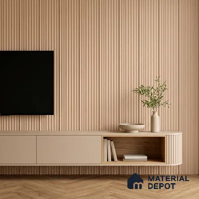 Cappuccino Beige Plain Colour Look PN 00628 8 ft x 4 inch Charcoal Panel - 11 mm | Suitable for Feature Wall, TV Unit & Living Room | Width is Subjected to 5% Variation