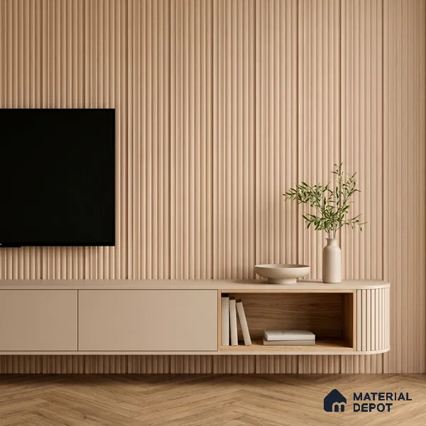 Cappuccino Beige Plain Colour Look PN 00628 8 ft x 4 inch Charcoal Panel - 11 mm | Suitable for Feature Wall, TV Unit & Living Room | Width is Subjected to 5% Variation
