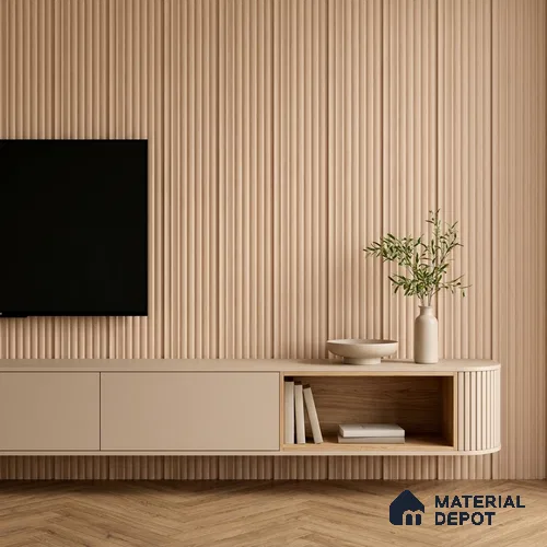 Cappuccino Beige Plain Colour Look PN 00628 8 ft x 4 inch Charcoal Panel - 11 mm | Suitable for Feature Wall, TV Unit & Living Room | Width is Subjected to 5% Variation