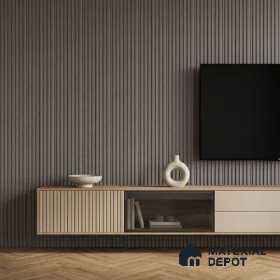Mid Grey Plain Colour Look PN 00631 8 ft x 4 inch Charcoal Panel - 11 mm | Suitable for Feature Wall, TV Unit & Living Room | Width is Subjected to 5% Variation