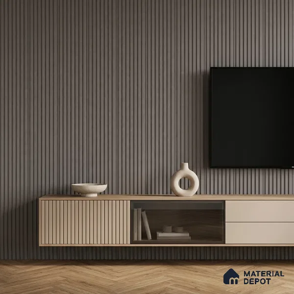 Mid Grey Plain Colour Look PN 00631 8 ft x 4 inch Charcoal Panel - 11 mm | Suitable for Feature Wall, TV Unit & Living Room | Width is Subjected to 5% Variation