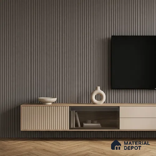 Mid Grey Plain Colour Look PN 00631 8 ft x 4 inch Charcoal Panel - 11 mm | Suitable for Feature Wall, TV Unit & Living Room | Width is Subjected to 5% Variation