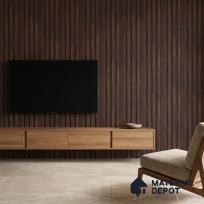 Wooden Look PN 00642 8 ft x 4.8 inch Charcoal Panel - 11 mm | Suitable for Feature Wall, TV Unit & Living Room | Width is Subjected to 5% Variation