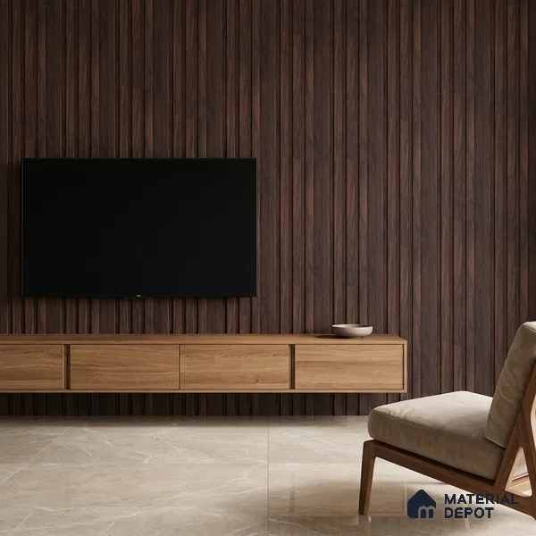 Wooden Look PN 00642 8 ft x 4.8 inch Charcoal Panel - 11 mm | Suitable for Feature Wall, TV Unit & Living Room | Width is Subjected to 5% Variation