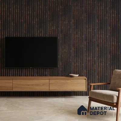 Wooden Look PN 00649 8 ft x 4.8 inch Charcoal Panel - 11 mm | Suitable for Feature Wall, TV Unit & Living Room | Width is Subjected to 5% Variation