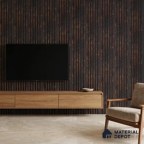 Wooden Look PN 00649 8 ft x 4.8 inch Charcoal Panel - 11 mm | Suitable for Feature Wall, TV Unit & Living Room | Width is Subjected to 5% Variation