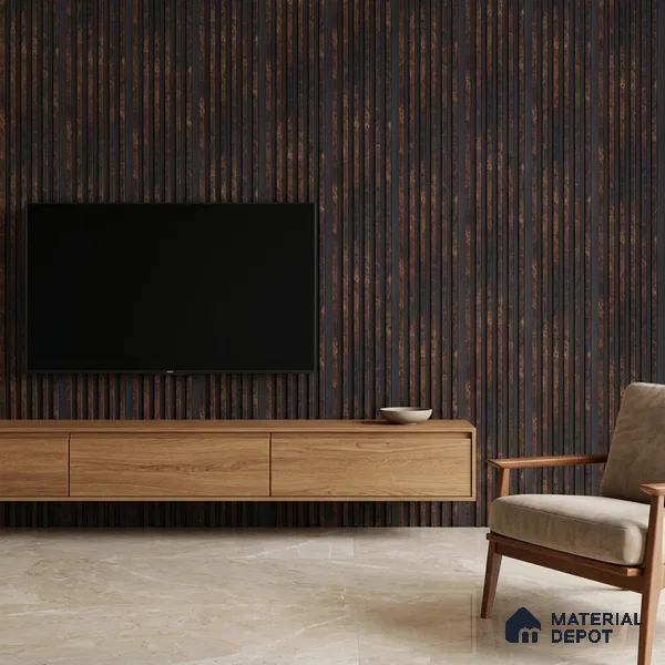 Wooden Look PN 00649 8 ft x 4.8 inch Charcoal Panel - 11 mm | Suitable for Feature Wall, TV Unit & Living Room | Width is Subjected to 5% Variation