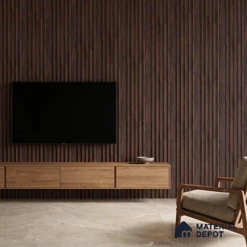 Wooden Look PN 00651 8 ft x 4.8 inch Charcoal Panel - 11 mm | Suitable for Feature Wall, TV Unit & Living Room | Width is Subjected to 5% Variation