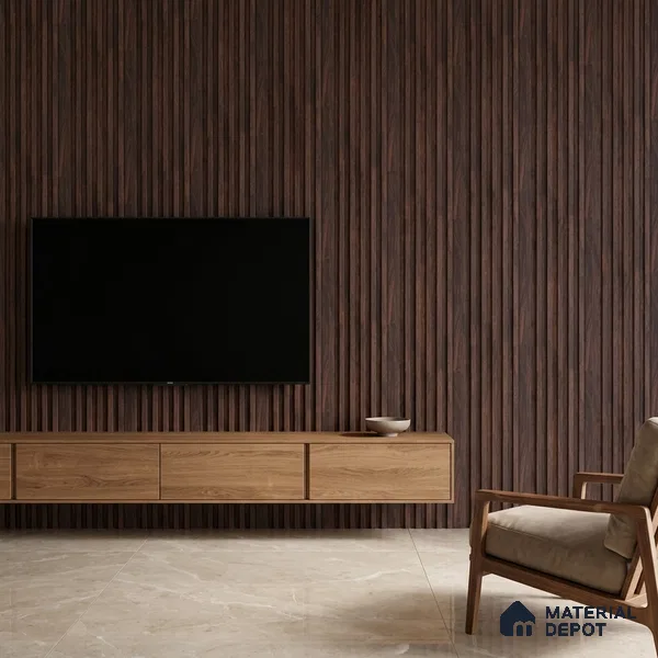 Wooden Look PN 00651 8 ft x 4.8 inch Charcoal Panel - 11 mm | Suitable for Feature Wall, TV Unit & Living Room | Width is Subjected to 5% Variation