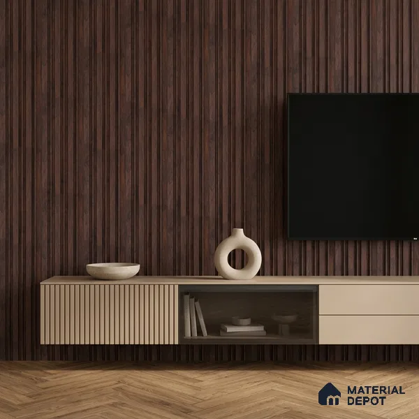 Wooden Look PN 00653 8 ft x 4.8 inch Charcoal Panel - 11 mm | Suitable for Feature Wall, TV Unit & Living Room | Width is Subjected to 5% Variation