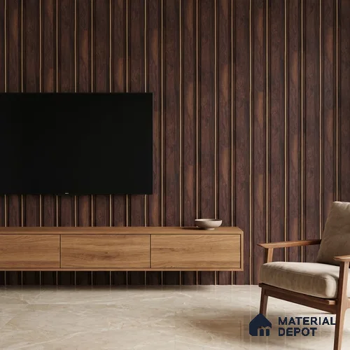 Wooden Look PN 00673 9.5 ft x 4.8 inch Charcoal Panel - 11 mm | Suitable for Feature Wall, TV Unit & Living Room | Width is Subjected to 5% Variation