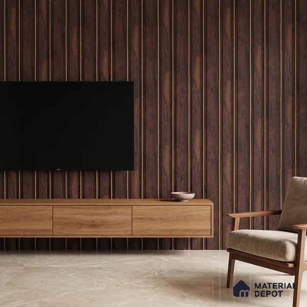 Wooden Look PN 00673 9.5 ft x 4.8 inch Charcoal Panel - 11 mm | Suitable for Feature Wall, TV Unit & Living Room | Width is Subjected to 5% Variation
