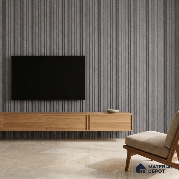 Silver Grey Cement Look PN 03366 8 ft x 4.8 inch Charcoal Panel - 11 mm | Suitable for Feature Wall, TV Unit & Living Room | Width is Subjected to 5% Variation