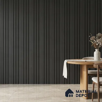 Graphite Black Plain Colour Look PN 03396 9.5 ft x 4.8 inch Charcoal Panel - 11 mm | Suitable for Feature Wall, TV Unit & Living Room | Width is Subjected to 5% Variation