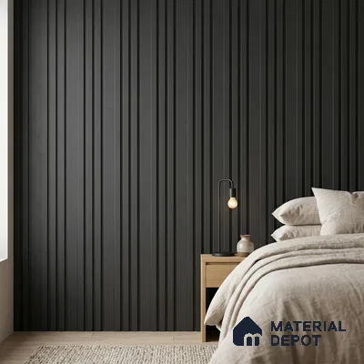 Graphite Black Plain Colour Look PN 03396 9.5 ft x 4.8 inch Charcoal Panel - 11 mm | Suitable for Feature Wall, TV Unit & Living Room | Width is Subjected to 5% Variation