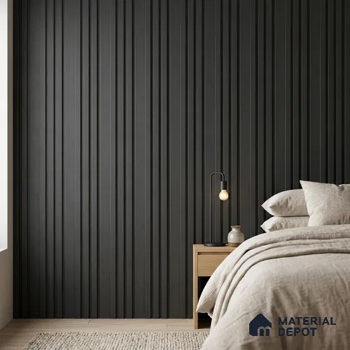 Graphite Black Plain Colour Look PN 03396 9.5 ft x 4.8 inch Charcoal Panel - 11 mm | Suitable for Feature Wall, TV Unit & Living Room | Width is Subjected to 5% Variation