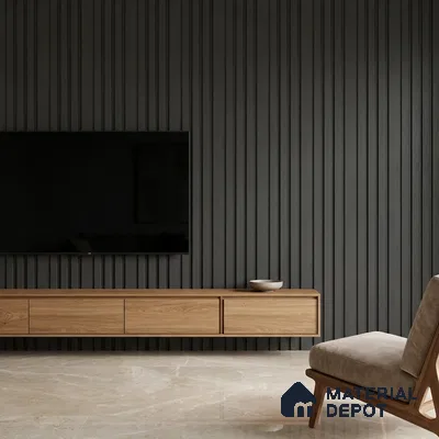 Graphite Black Plain Colour Look PN 03396 9.5 ft x 4.8 inch Charcoal Panel - 11 mm | Suitable for Feature Wall, TV Unit & Living Room | Width is Subjected to 5% Variation