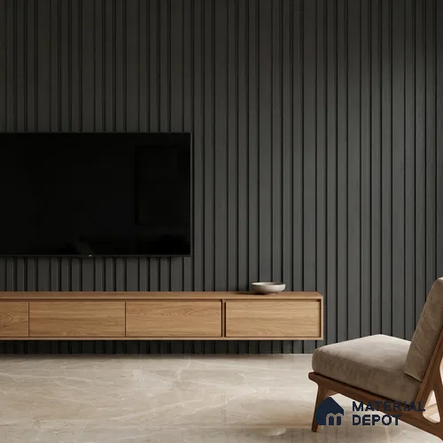 Graphite Black Plain Colour Look PN 03396 9.5 ft x 4.8 inch Charcoal Panel - 11 mm | Suitable for Feature Wall, TV Unit & Living Room | Width is Subjected to 5% Variation