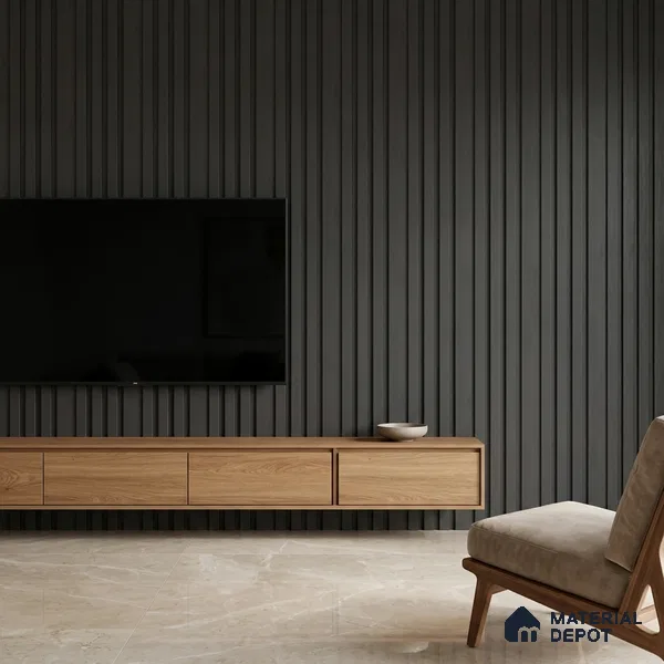 Graphite Black Plain Colour Look PN 03396 9.5 ft x 4.8 inch Charcoal Panel - 11 mm | Suitable for Feature Wall, TV Unit & Living Room | Width is Subjected to 5% Variation
