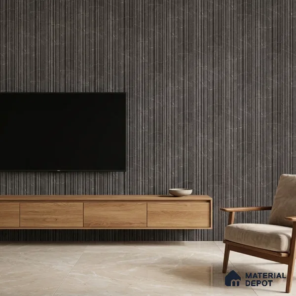 Cappucino Brown Marble Look PN 03542 9.5 ft x 4.7 inch Charcoal Panel - 12 mm | Suitable for Feature Wall, TV Unit & Living Room | Width is Subjected to 5% Variation