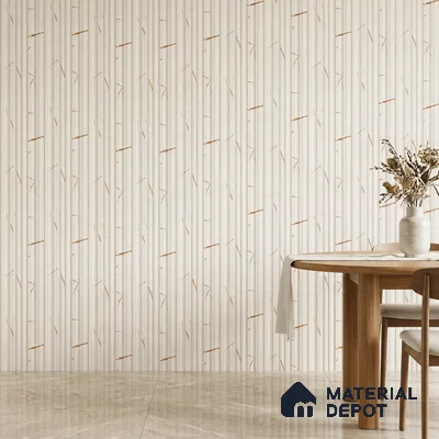 Almond Cream Marble Look PN 03543 9.5 ft x 4.7 inch Charcoal Panel - 12 mm | Suitable for Feature Wall, Living Room & Bedroom | Width is Subjected to 5% Variation