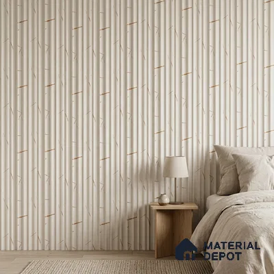 Almond Cream Marble Look PN 03543 9.5 ft x 4.7 inch Charcoal Panel - 12 mm | Suitable for Feature Wall, Living Room & Bedroom | Width is Subjected to 5% Variation