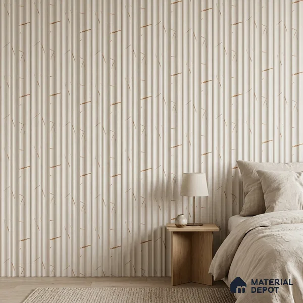 Almond Cream Marble Look PN 03543 9.5 ft x 4.7 inch Charcoal Panel - 12 mm | Suitable for Feature Wall, Living Room & Bedroom | Width is Subjected to 5% Variation