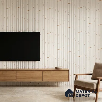 Almond Cream Marble Look PN 03543 9.5 ft x 4.7 inch Charcoal Panel - 12 mm | Suitable for Feature Wall, Living Room & Bedroom | Width is Subjected to 5% Variation