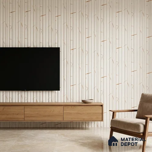 Almond Cream Marble Look PN 03543 9.5 ft x 4.7 inch Charcoal Panel - 12 mm | Suitable for Feature Wall, Living Room & Bedroom | Width is Subjected to 5% Variation