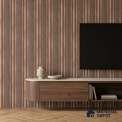 Wooden Look PN 03552 9.5 ft x 4.7 inch Charcoal Panel - 12 mm | Suitable for Feature Wall, TV Unit & Living Room | Width is Subjected to 5% Variation