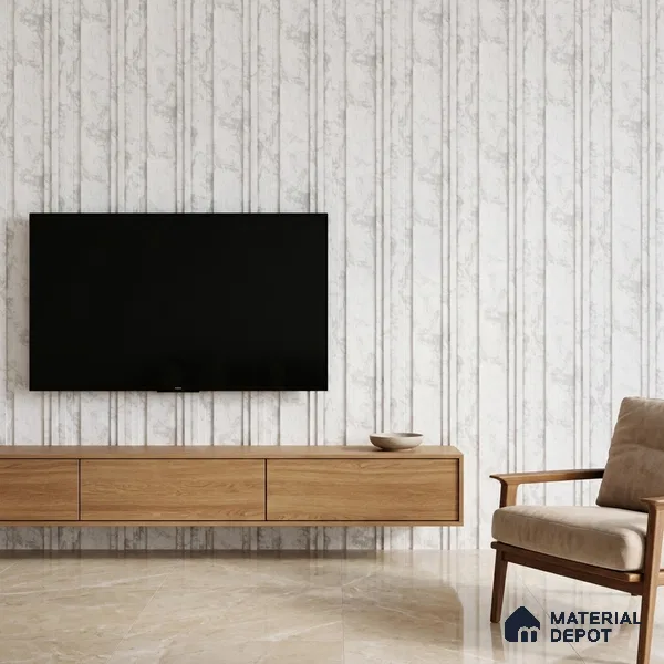 Dove Grey Marble Look PN 03555 9.5 ft x 4.7 inch Charcoal Panel - 12 mm | Suitable for Feature Wall, TV Unit & Living Room | Width is Subjected to 5% Variation