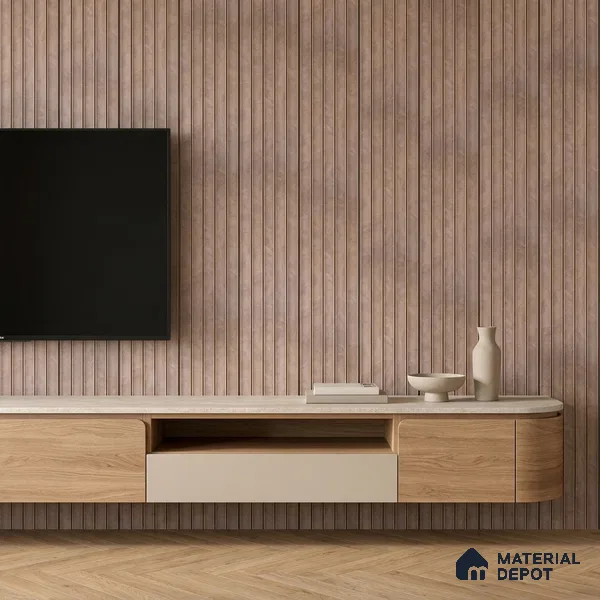 Mocha Brown Leather Look PN 04182 8 ft x 6.2 inch Charcoal Panel - 6 mm | Suitable for Feature Wall, TV Unit & Living Room | Width is Subjected to 5% Variation