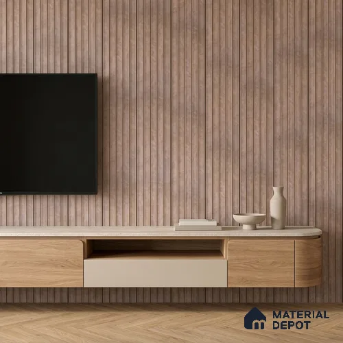 Mocha Brown Leather Look PN 04182 8 ft x 6.2 inch Charcoal Panel - 6 mm | Suitable for Feature Wall, TV Unit & Living Room | Width is Subjected to 5% Variation
