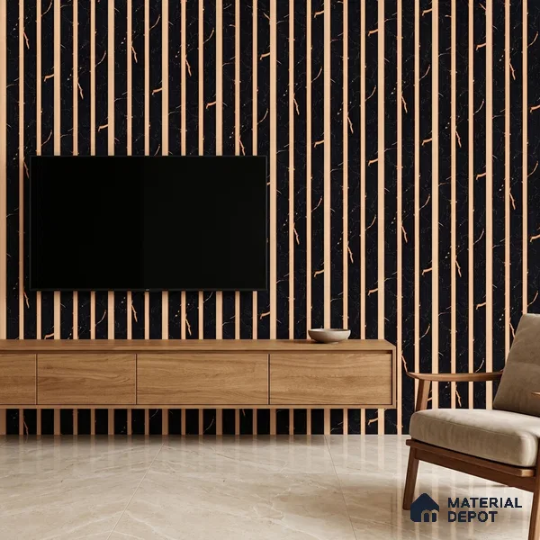 Onyx Black Marble Look PN 05539 9.5 ft x 6 inch Charcoal Panel - 7 mm | Suitable for Feature Wall, TV Unit & Living Room | Width is Subjected to 5% Variation