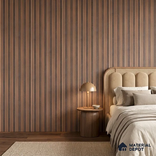 Cappucino Brown Leather Look PN 05549 8 ft x 6 inch Charcoal Panel - 7 mm | Suitable for Feature Wall, TV Unit & Living Room | Width is Subjected to 5% Variation
