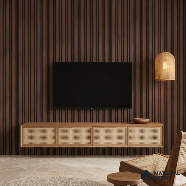 Wooden Look PN 05551 8 ft x 6 inch Charcoal Panel - 7 mm | Suitable for Feature Wall, TV Unit & Living Room | Width is Subjected to 5% Variation