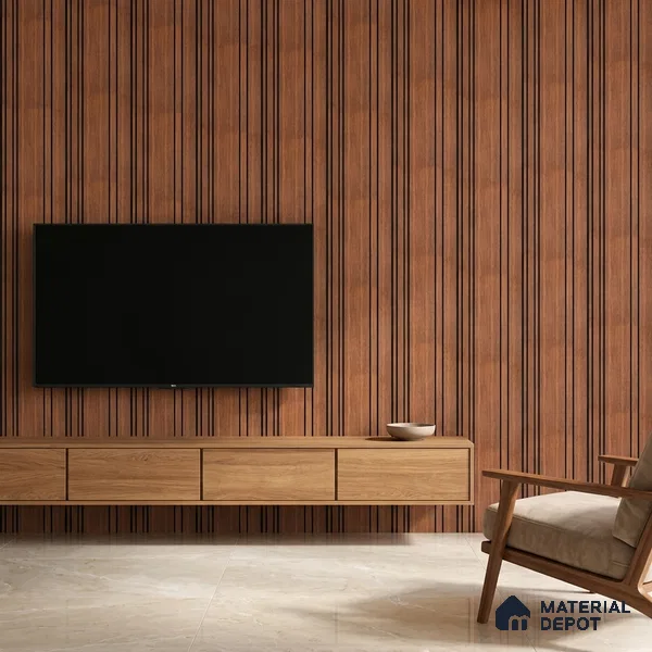 Wooden Look PN 05558 9.5 ft x 12 inch Charcoal Panel - 6 mm | Suitable for Feature Wall, TV Unit & Living Room | Width is Subjected to 5% Variation