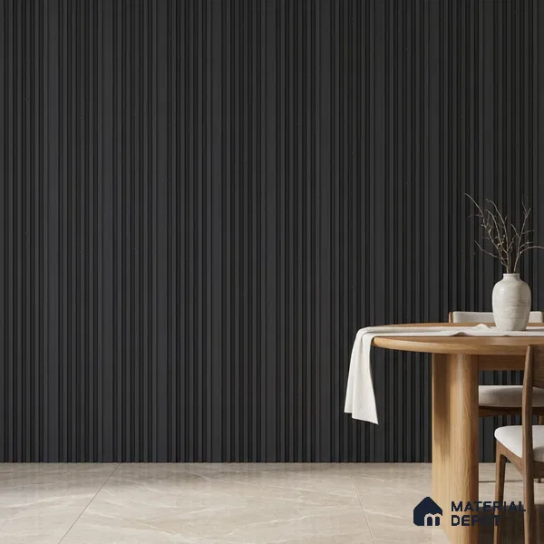 Graphite Black Plain Colour Look PN 05654 8 ft x 4.8 inch Charcoal Panel - 11 mm | Suitable for Feature Wall, TV Unit & Living Room | Width is Subjected to 5% Variation