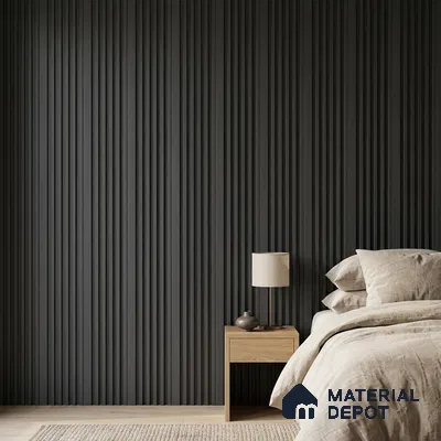 Graphite Black Plain Colour Look PN 05654 8 ft x 4.8 inch Charcoal Panel - 11 mm | Suitable for Feature Wall, TV Unit & Living Room | Width is Subjected to 5% Variation