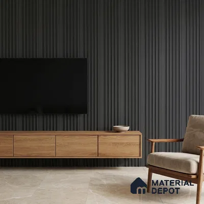 Graphite Black Plain Colour Look PN 05654 8 ft x 4.8 inch Charcoal Panel - 11 mm | Suitable for Feature Wall, TV Unit & Living Room | Width is Subjected to 5% Variation