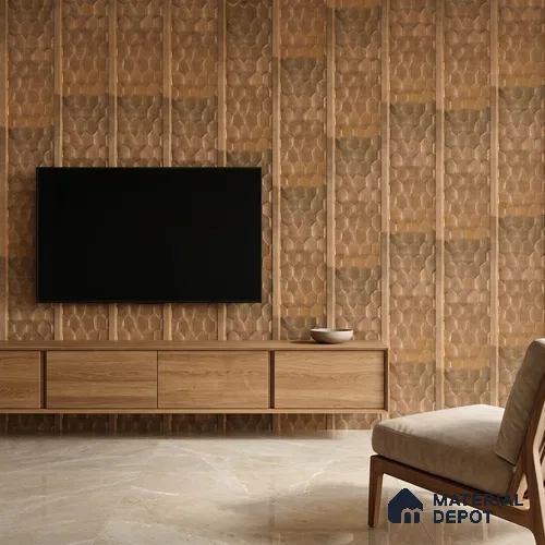 Teak Brown Metallic Look PN 06075 9.5 ft x 4.7 inch Charcoal Panel - 7 mm | Suitable for Feature Wall, TV Unit & Living Room | Width is Subjected to 5% Variation
