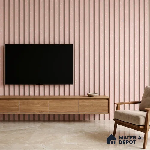 Baby Pink Luxury Look PN 06077 9.5 ft x 4.6 inch Charcoal Panel - 8 mm | Suitable for Feature Wall, TV Unit & Living Room | Width is Subjected to 5% Variation