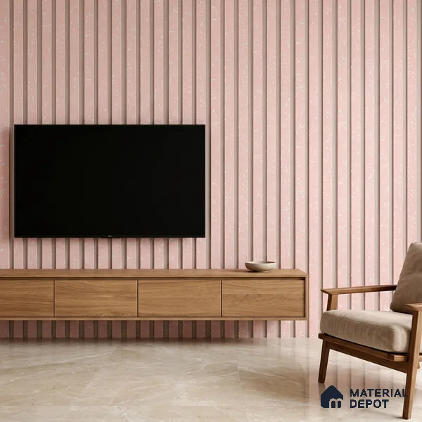 Baby Pink Luxury Look PN 06077 9.5 ft x 4.6 inch Charcoal Panel - 8 mm | Suitable for Feature Wall, TV Unit & Living Room | Width is Subjected to 5% Variation