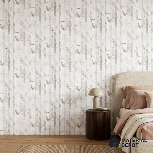 Ivory Pearl Marble Look PN 06086 9.5 ft x 4.6 inch Charcoal Panel - 8 mm | Suitable for Feature Wall, TV Unit & Living Room | Width is Subjected to 5% Variation