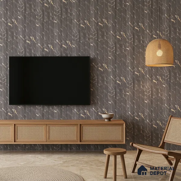 Mid Grey Marble Look PN 06087 9.5 ft x 4.6 inch Charcoal Panel - 8 mm | Suitable for Feature Wall, TV Unit & Living Room | Width is Subjected to 5% Variation