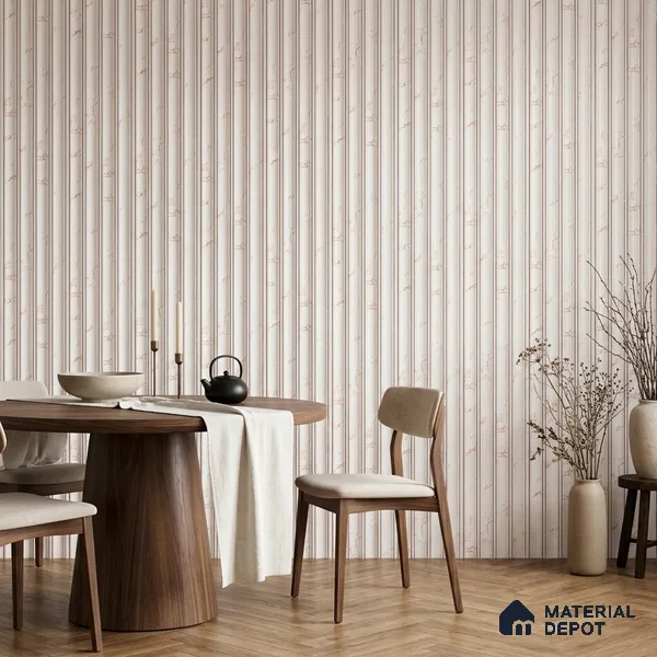 Ivory Beige Marble Look PN 06802 8 ft x 4.9 inch Charcoal Panel - 12 mm | Suitable for Living Room, Bedroom & TV Cabinet | Width is Subjected to 5% Variation