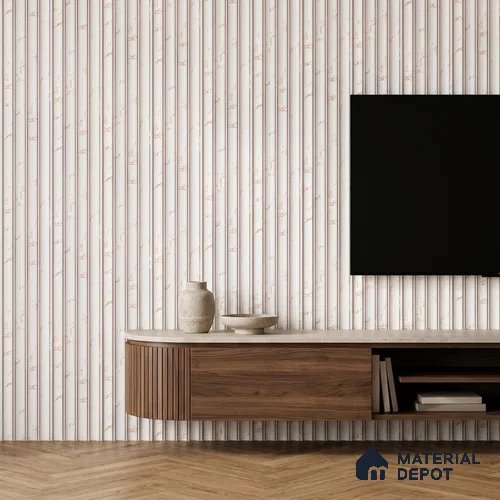 Ivory Beige Marble Look PN 06802 8 ft x 4.9 inch Charcoal Panel - 12 mm | Suitable for Living Room, Bedroom & TV Cabinet | Width is Subjected to 5% Variation