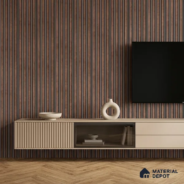 Black Wenge Geometric Look PN 06806 8 ft x 4.9 inch Charcoal Panel - 12 mm | Suitable for Living Room, Bedroom & TV Cabinet | Width is Subjected to 5% Variation